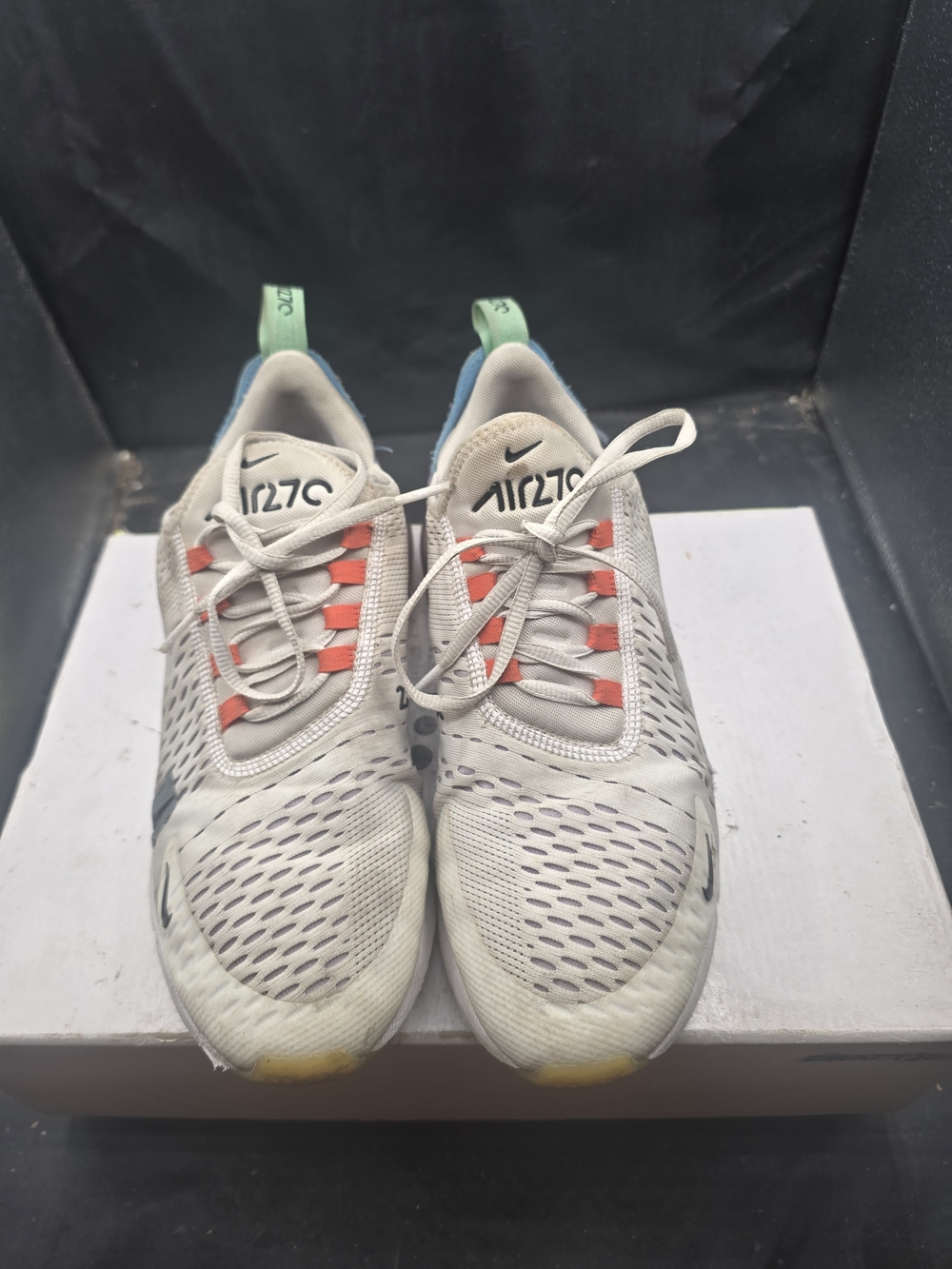 Nike Air270 Kids' Lightweight White Running Shoes with Coral Accents